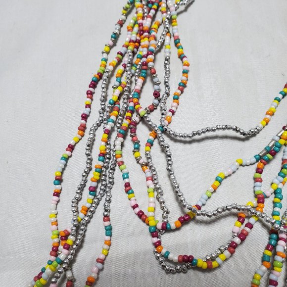 Signature multi color  seed bead multi strand necklace 10 strand - Picture 4 of 4